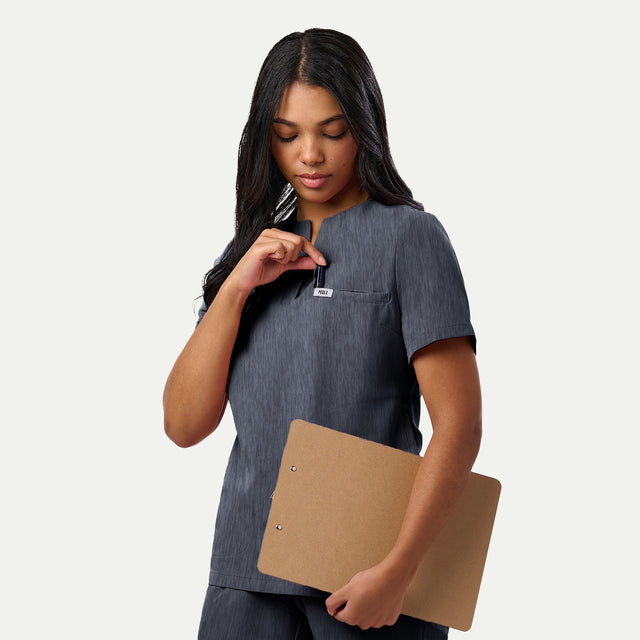 Rina 4-Pocket A-Neck Scrub Top