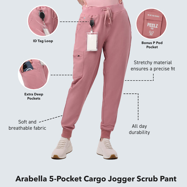 Arabella 5-Pocket Cargo Jogger Scrub Pant - Petite