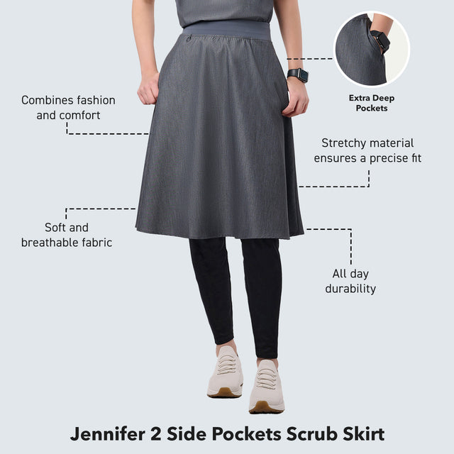 Jennifer 2 Side Pockets Scrub Skirt