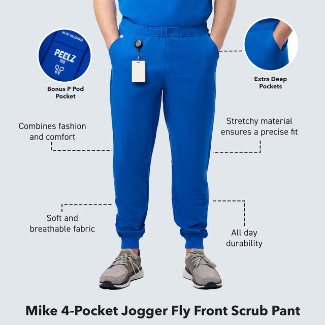 Mike 4-Pocket Jogger Fly Front Scrub Pant - Long