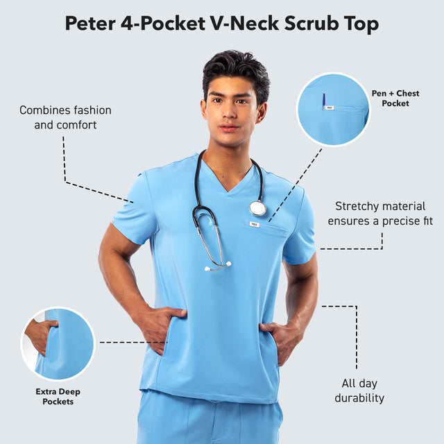 Peter 4-Pocket V-Neck Scrub Top