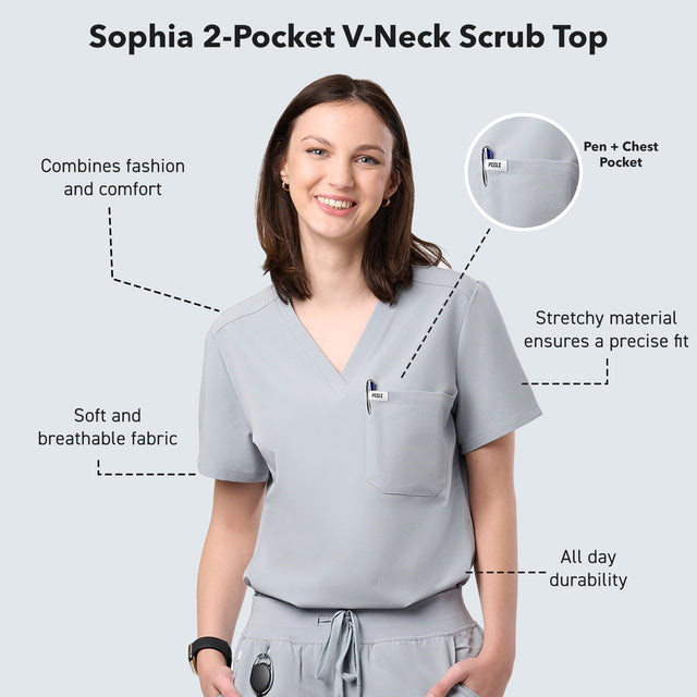 Sophia 2-Pocket V-Neck Scrub Top