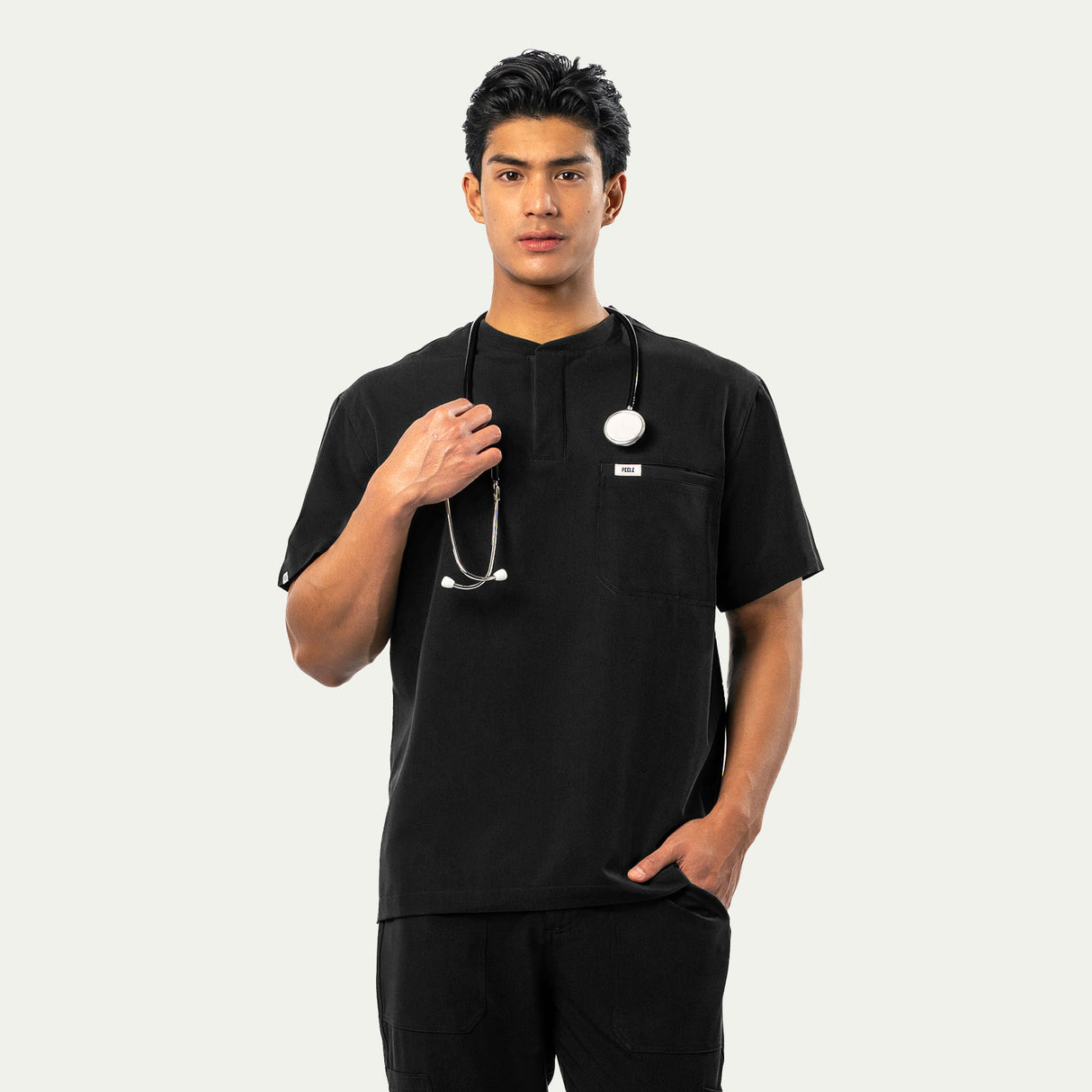 Karl 2-Pocket Henley Scrub Top