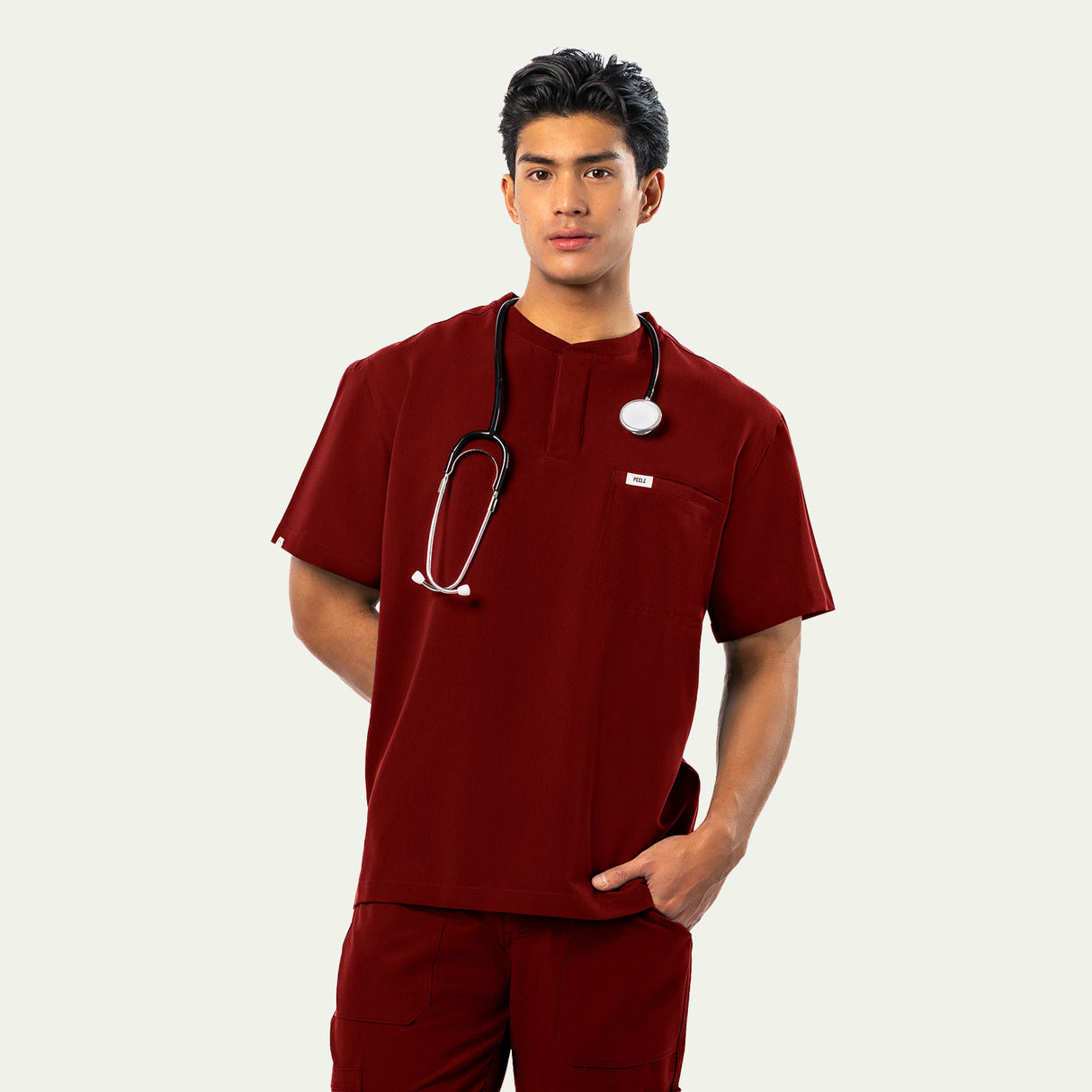 Karl 2-Pocket Henley Scrub Top