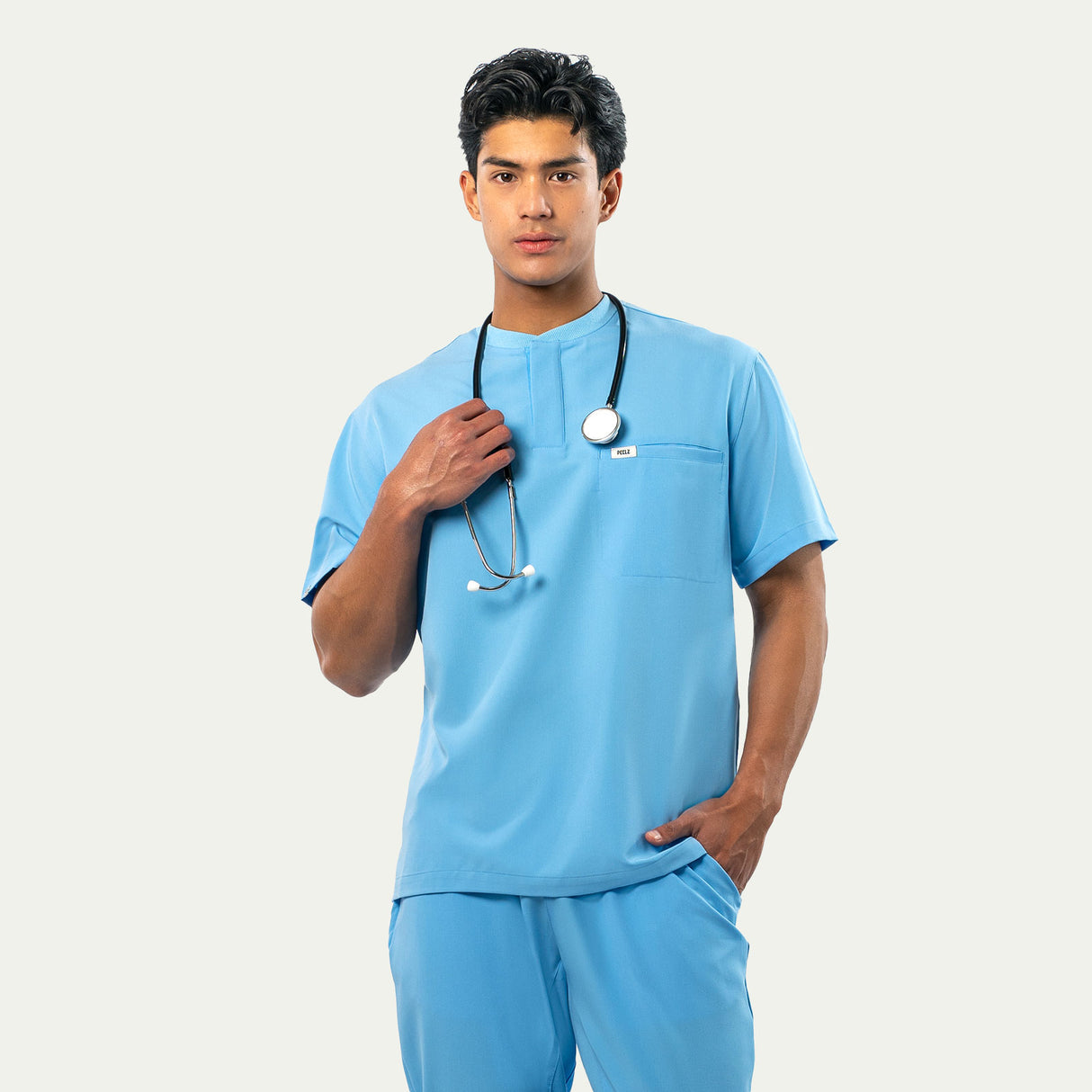 Karl 2-Pocket Henley Scrub Top