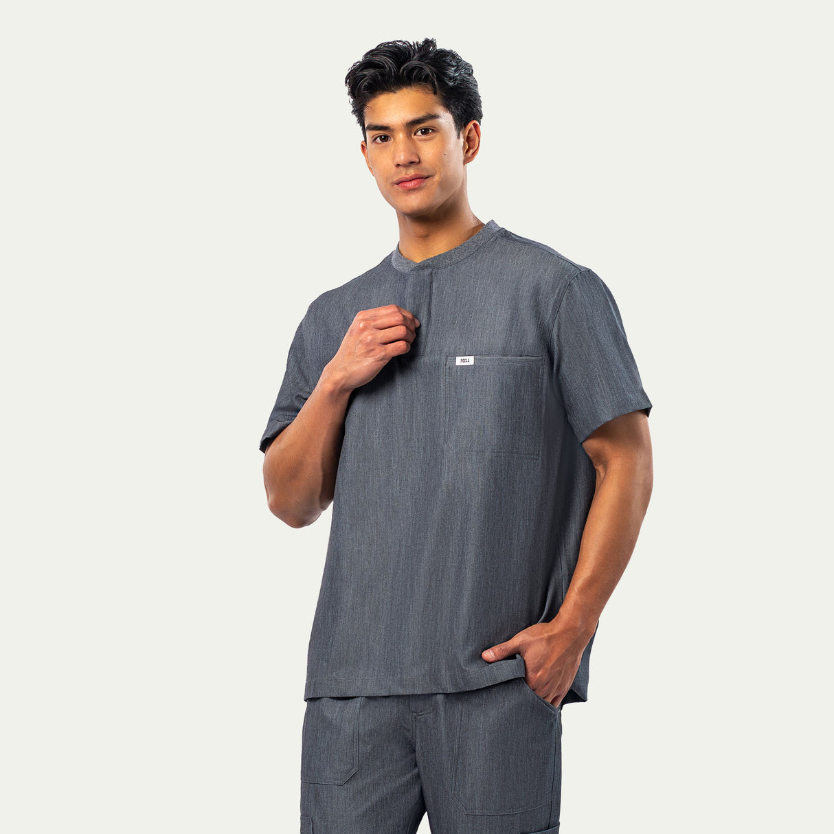 Karl 2-Pocket Henley Scrub Top