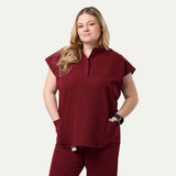 Lindsey 2-Pocket Mandarin Collar Scrub Top