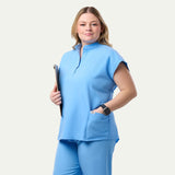 Lindsey 2-Pocket Mandarin Collar Scrub Top