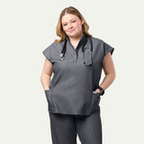 Lindsey 2-Pocket Mandarin Collar Scrub Top