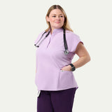 Lindsey 2-Pocket Mandarin Collar Scrub Top