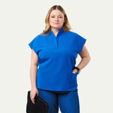 Lindsey 2-Pocket Mandarin Collar Scrub Top