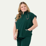 Lindsey 2-Pocket Mandarin Collar Scrub Top