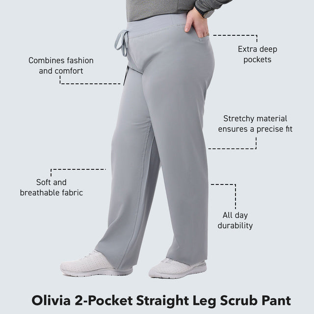 Olivia 2-Pocket Straight Leg Scrub Pant - Regular