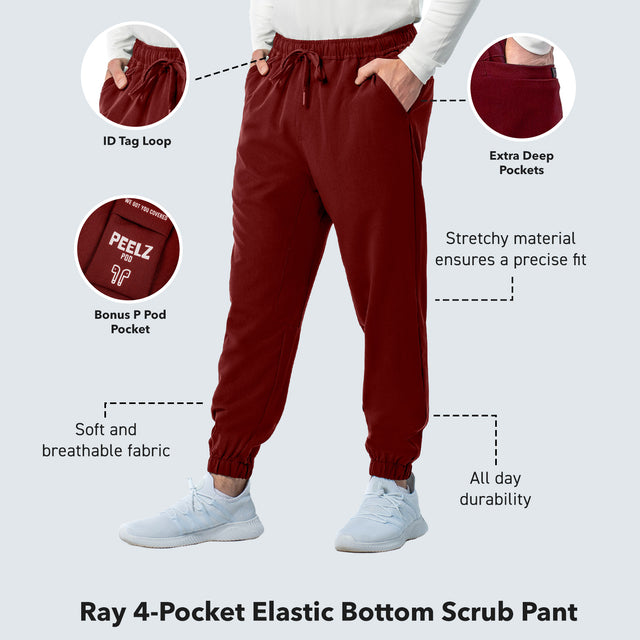 Ray 4-Pocket Elastic Bottom Scrub Pant - Long